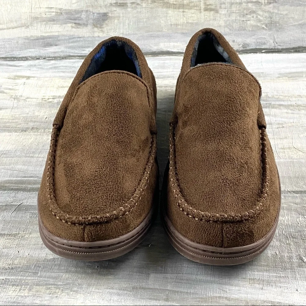 Men’s Moccasin Slipper House Shoe Indoor Outdoor Foam Hard Sole Cozy Loafer - Picture 3 of 16
